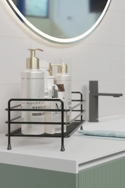 Paslanmaz Metal Çok Amaçlı Banyo. Mutfak Rafı Kozmetik . Takı Düzenleyici Organizeri