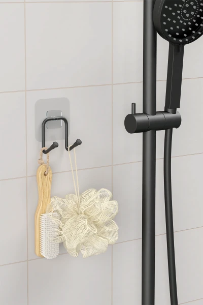 Yapışkanlı 2 Adet Çift Kancalı Banyo Mutfak Askısı Metal Askılık Duvar Askı Organizer