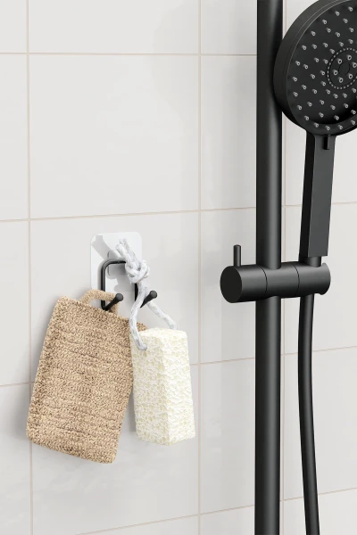 Yapışkanlı 2 Adet Çift Kancalı Banyo Mutfak Askısı Metal Askılık Duvar Askı Organizer