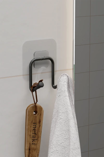 Yapışkanlı 2 Adet Çift Kancalı Banyo Mutfak Askısı Metal Askılık Duvar Askı Organizer