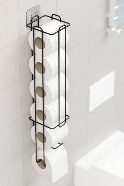 Yapışkanlı Tuvalet Kağıtlığı Şarjörü Wc Kağıtlık Yedekli Metal Tuvalet Kağıdı Tutacağı Askısı