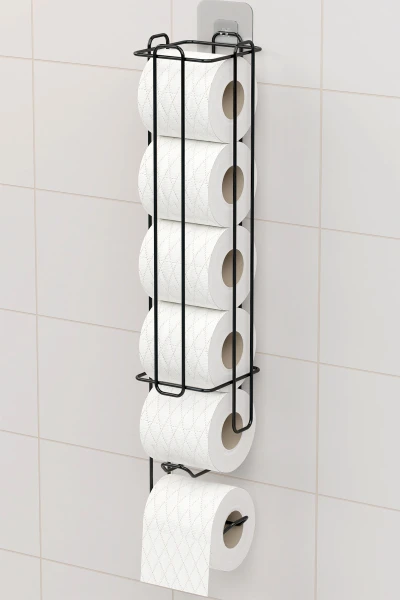 Yapışkanlı Tuvalet Kağıtlığı Şarjörü Wc Kağıtlık Yedekli Metal Tuvalet Kağıdı Tutacağı Askısı