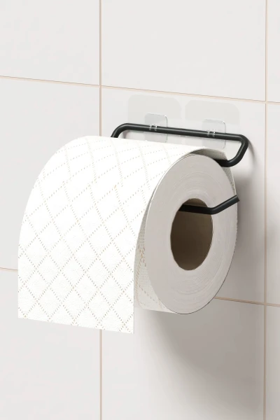 Yapışkanlı Tuvalet Kağıtlığı Tutacağı Askısı Mat Siyah Metal Tuvalet Kağıtlık Minimal Tasarım