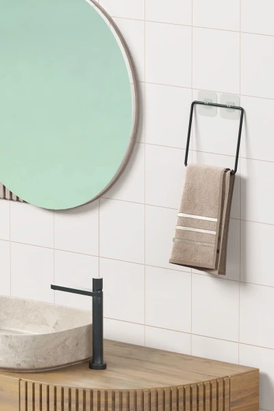Yapışkanlı Havluluk Siyah Havlu Askısı Metal Havlu tutacağı Banyo Mutfak Havluluğu Minimal Tasarım