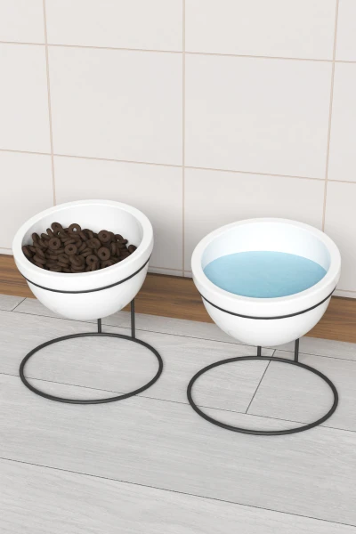 Seramik Mama Ve Su Kabı Metal Standlı Kedi Köpek Mama Kabı Evcil Hayvan Mama Kasesi
