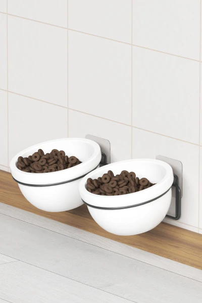 Yapışkanlı Asılabilir Seramik Mama Ve Su Kabı Metal Standlı Kedi Köpek Mama Kabı Evcil Hayvan