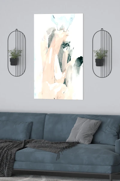 2 Li Metal Duvar Saksılığı Dekorasyon Saksı Oval Çiçeklik Standı Vazo Çiçek Siyah