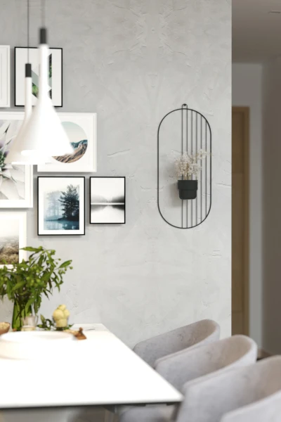 2 Li Metal Duvar Saksılığı Dekorasyon Saksı Oval Çiçeklik Standı Vazo Çiçek Siyah