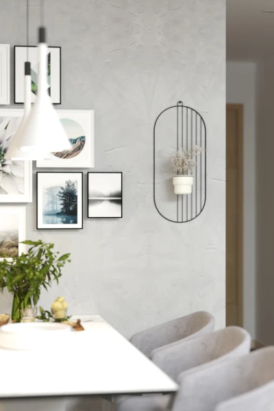 2 Li Metal Duvar Saksılığı Dekorasyon Saksı Oval Çiçeklik Standı Vazo Çiçek Krem