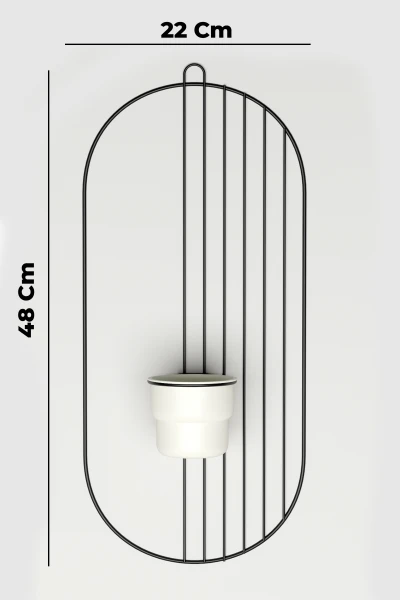 2 Li Metal Duvar Saksılığı Dekorasyon Saksı Oval Çiçeklik Standı Vazo Çiçek Krem