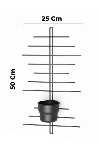 2 Li Metal Duvar Saksılığı Dekorasyon Saksı Oval Çiçeklik Standı Vazo Çiçek Siyah