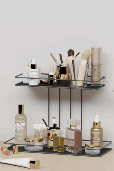 Banyo Kozmetik Takı Düzenleyici Çok Amaçlı Organizer 2 Katlı Servis Sunum Tepsisi İkramlık