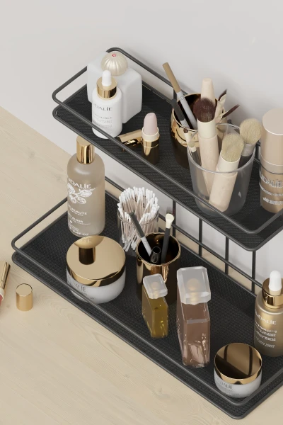 Banyo Kozmetik Takı Düzenleyici Çok Amaçlı Organizer 2 Katlı Servis Sunum Tepsisi İkramlık