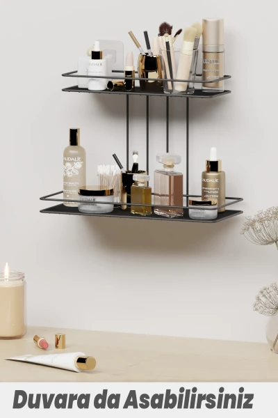 Banyo Kozmetik Takı Düzenleyici Çok Amaçlı Organizer 2 Katlı Servis Sunum Tepsisi İkramlık