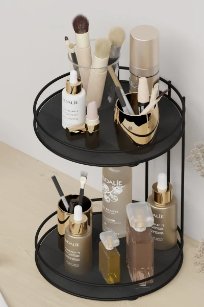 Dekula Banyo Kozmetik Takı Düzenleyici Çok Amaçlı Organizer 2 Katlı Servis Sunum Tepsisi İkramlık