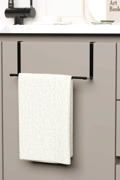 zabata Askılı Havlu Rafı Dolap Kapağı Askısı Bez Tutucu Askılık Mutfak Düzenleyici Havlu Askılığı Siyah