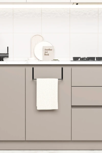 zabata Askılı Havlu Rafı Dolap Kapağı Askısı Bez Tutucu Askılık Mutfak Düzenleyici Havlu Askılığı Siyah