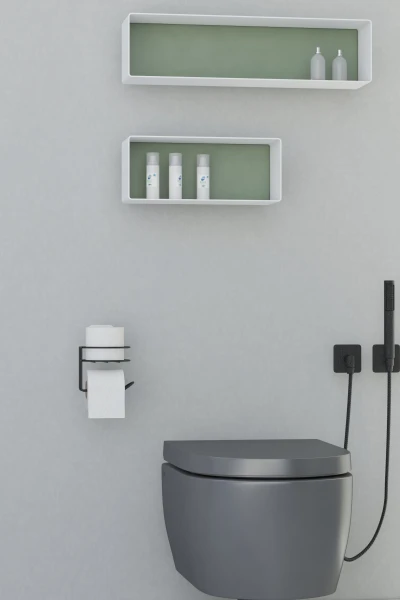 Yapışkanlı Tuvalet Kağıtlığı Tutacağı Askısı Mat Siyah Metal Tuvalet Kağıtlık Yuvarlak Model