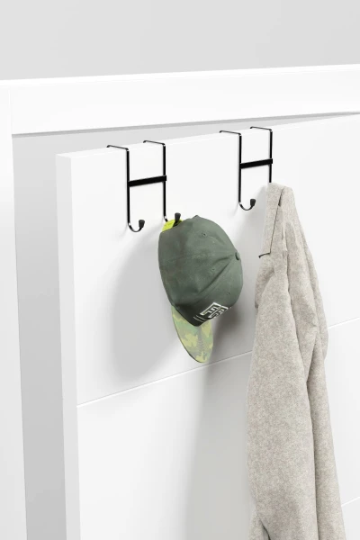 zabata 2 Adet Kapı Arkası Askılık Duvar Elbise Askılığı Portmanto Organizer Askı Metal Siyah