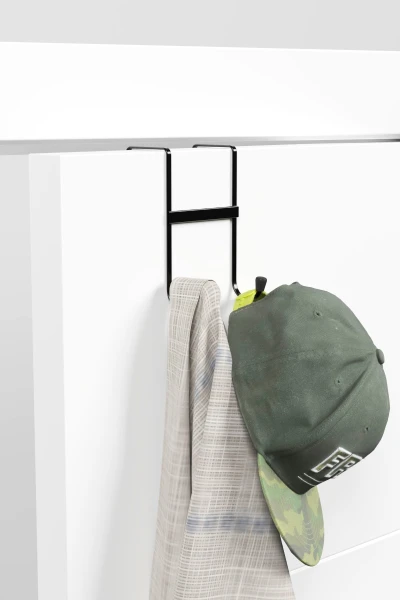 zabata 2 Adet Kapı Arkası Askılık Duvar Elbise Askılığı Portmanto Organizer Askı Metal Siyah