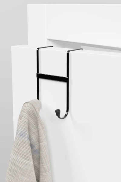 zabata 2 Adet Kapı Arkası Askılık Duvar Elbise Askılığı Portmanto Organizer Askı Metal Siyah