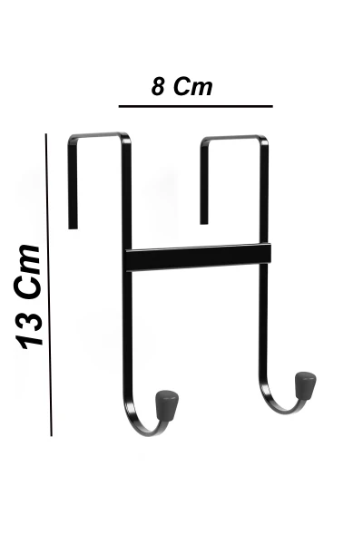 zabata 2 Adet Kapı Arkası Askılık Duvar Elbise Askılığı Portmanto Organizer Askı Metal Siyah