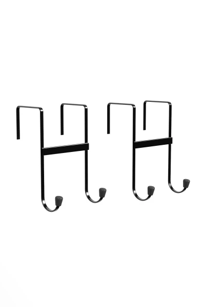 zabata 2 Adet Kapı Arkası Askılık Duvar Elbise Askılığı Portmanto Organizer Askı Metal Siyah