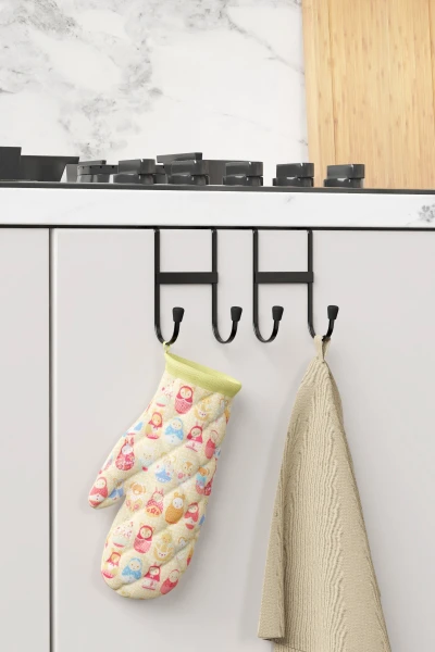 zabata 2 Adet Dolap Kapağı Askılığı Çift Kancalı Düzenleyici Mutfak Askısı Metal Askılık Organizer Siyah