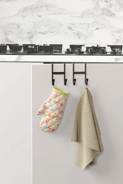 zabata 2 Adet Dolap Kapağı Askılığı Çift Kancalı Düzenleyici Mutfak Askısı Metal Askılık Organizer Siyah