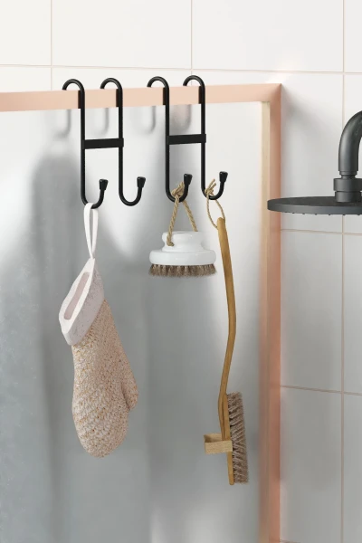 zabata 2 Adet Çift Kancalı Havlupan Askısı Banyo Mutfak Metal Askılık Havlupan Askı Organizer