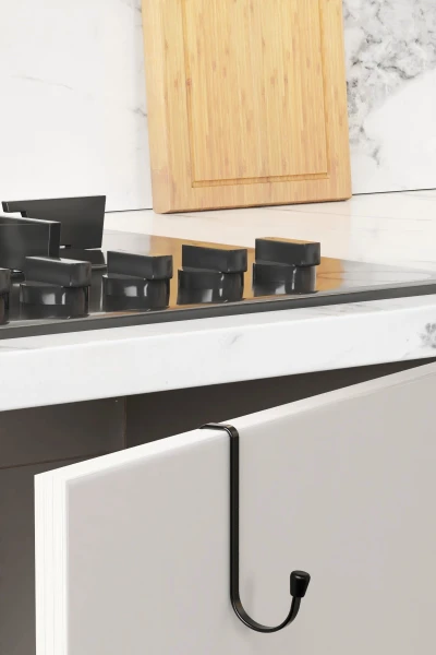 zabata 5 li Set Kapı ve Dolap Kapağı Üstü Askısı Mutfak Askı Kancası Metal Askılık Siyah