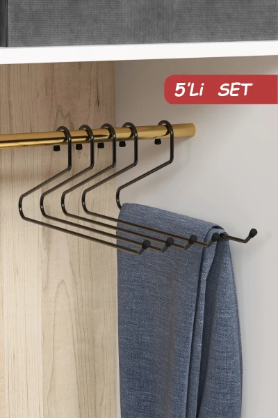 5 Adet Dolap İçi Askı Metal Pantolon Askısı Kıyafet Askılığı Elbise Düzenleyici