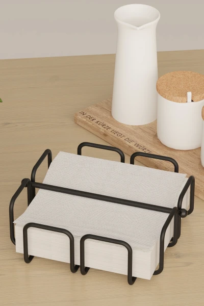 zabata Masaüstü Metal Peçetelik Siyah Ve Modern Peçete Düzenleyici