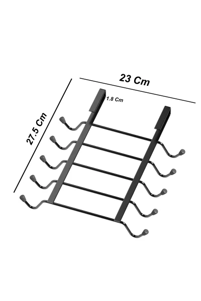 10 Kancalı Fincan Kupa Bardak Askısı Dolap Içi Kancalı Fincan Askılığı Siyah Metal Düzenleyici