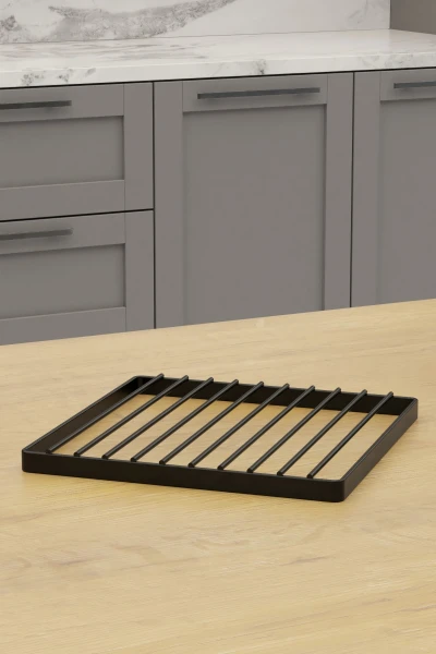 Nihale Tencere Altılığı Metal Kare Çaydanlık Altlık Siyah Metal