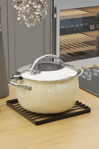 Nihale Tencere Altılığı Metal Kare Çaydanlık Altlık Siyah Metal