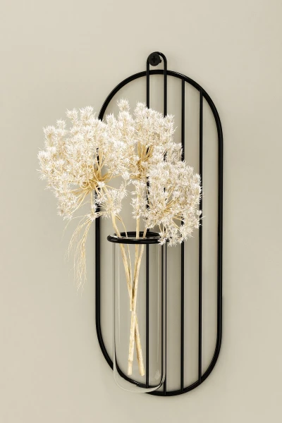 Metal Duvar Saksılığı Dekorasyon Saksı Oval Çiçeklik Standı Vazo Çiçek