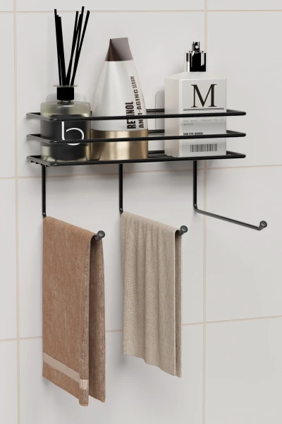 Yapışkanlı Raflı Havlu kurutmalık Mutfak Banyo Rafı Askısı Raf Duvar Düzenleyici Organizer Havluluk