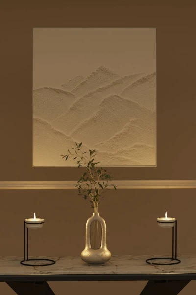 Tealight Şamdan Seramik Mumluk Masaüstü Mum Şamdanlık Siyah Metal Dekoratif Yuvarlak Standlı