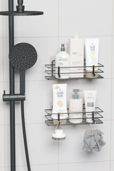 Yapışkanlı 2 li set Banyo Rafı Duş Şampuanlık Duvar Düzenleyici Organizer