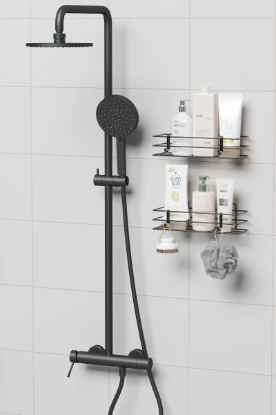 Yapışkanlı 2 li set Banyo Rafı Duş Şampuanlık Duvar Düzenleyici Organizer