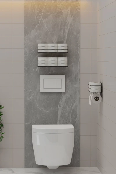 Yapışkanlı Yedekli 3 lü Set Tuvalet Kağıtlığı WC Tuvalet Kağıdı Askısı Ve Tutucu Siyah Metal