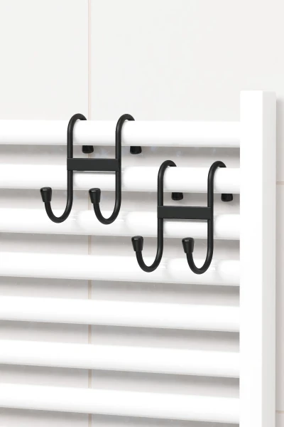 zabata 2 Adet Çift Kancalı Havlupan Askısı Banyo Mutfak Metal Askılık Havlupan Askı Organizer