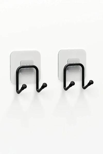 Yapışkanlı 2 Adet Çift Kancalı Banyo Mutfak Askısı Metal Askılık Duvar Askı Organizer