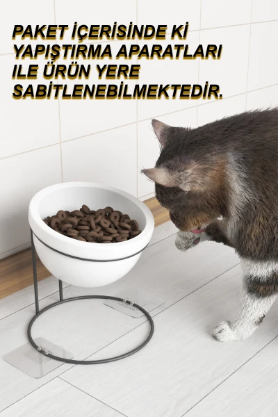 Seramik Mama Ve Su Kabı Metal Standlı Kedi Köpek Mama Kabı Evcil Hayvan Mama Kasesi