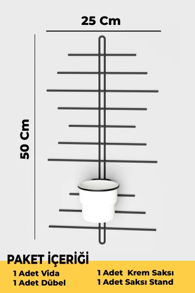2 Li Metal Duvar Saksılığı Dekorasyon Saksı Oval Çiçeklik Standı Vazo Çiçek Krem
