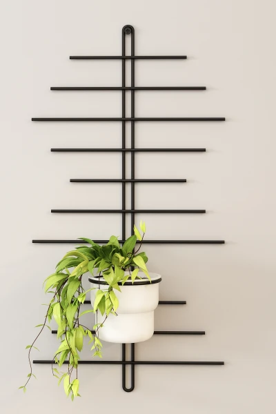2 Li Metal Duvar Saksılığı Dekorasyon Saksı Oval Çiçeklik Standı Vazo Çiçek Krem