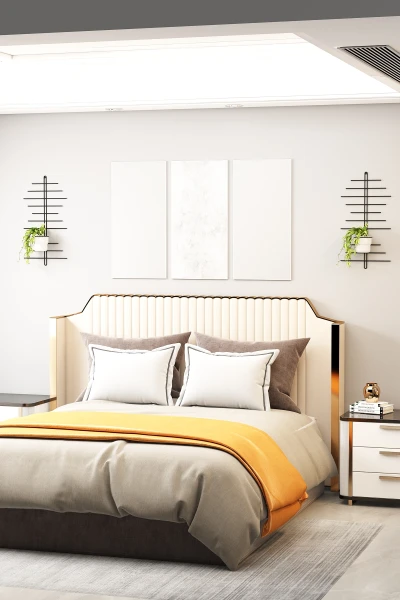 2 Li Metal Duvar Saksılığı Dekorasyon Saksı Oval Çiçeklik Standı Vazo Çiçek Krem