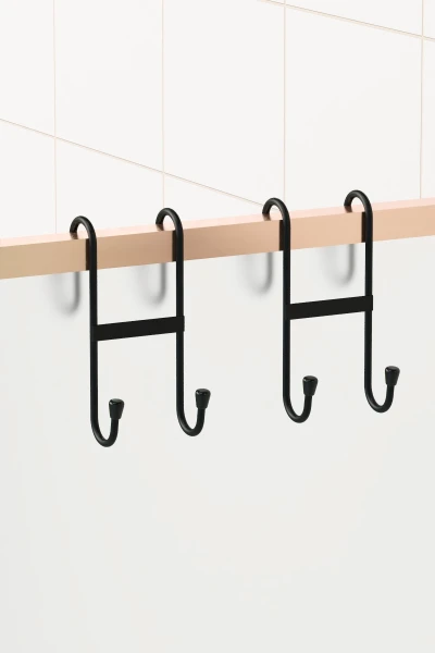 zabata 2 Adet Çift Kancalı Havlupan Askısı Banyo Mutfak Metal Askılık Havlupan Askı Organizer
