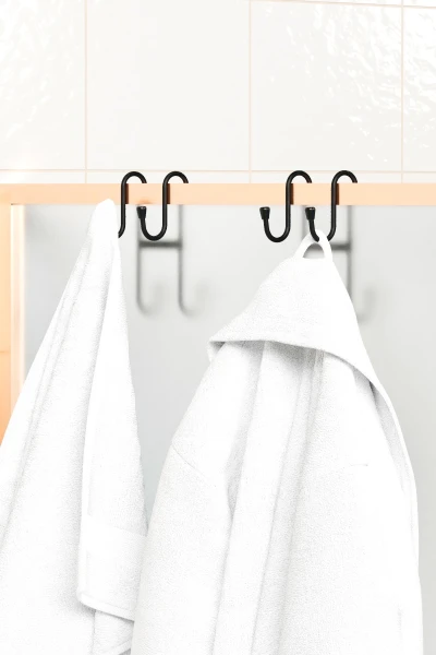 zabata 2 Adet Çift Kancalı Havlupan Askısı Banyo Mutfak Metal Askılık Havlupan Askı Organizer